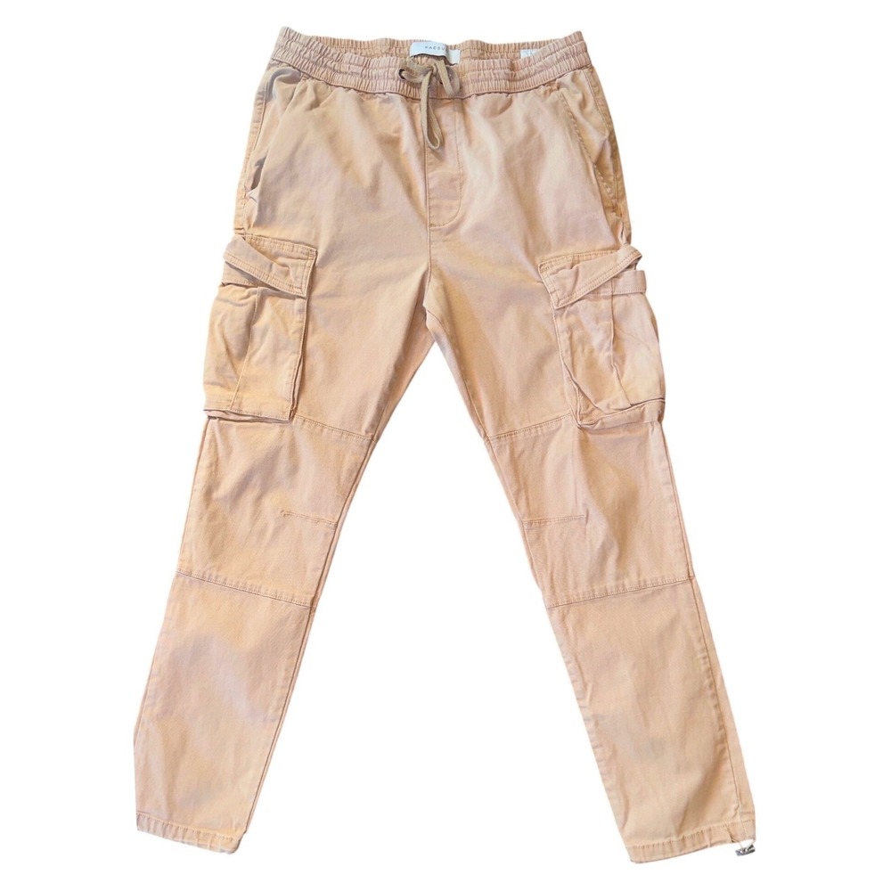 PacSun Slim Cargo Pants Mens Medium Tan Drawstring Elastic Waist Utility Pants